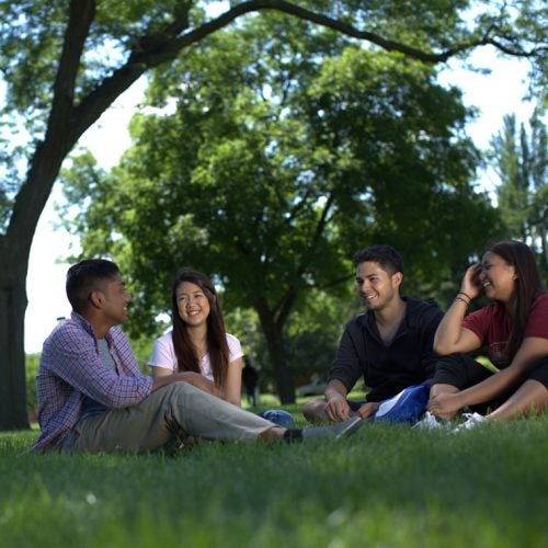 Students relaxing on campus